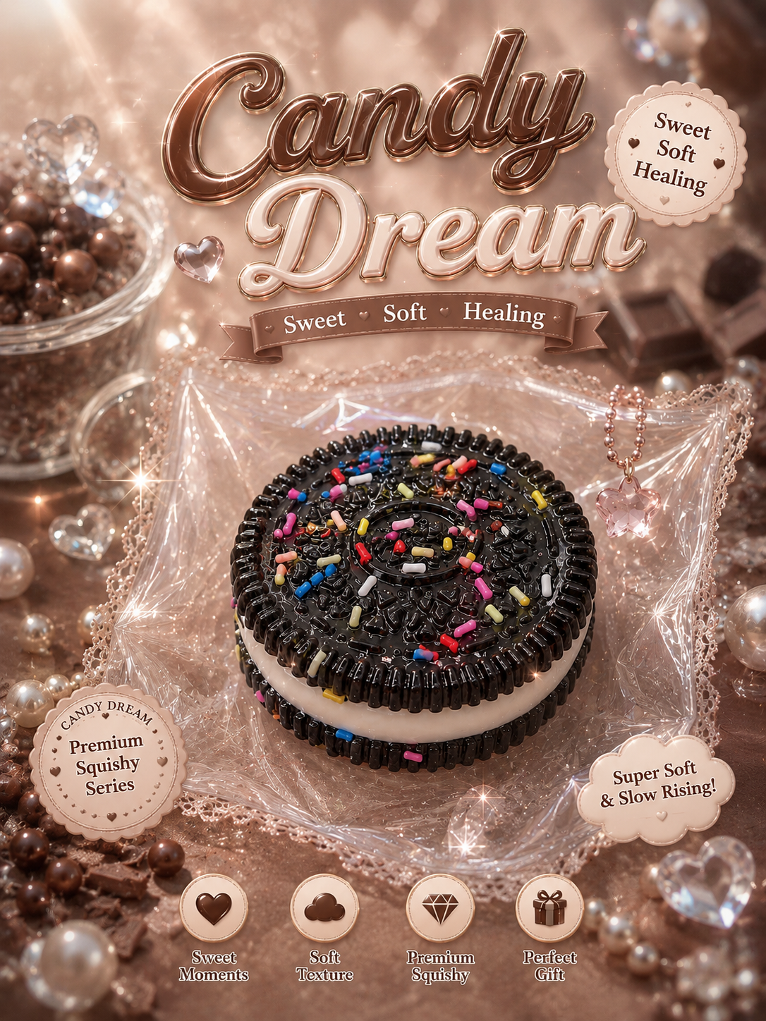 Candy Dream Series - Oreo Sprinkle Cookie Sandwich Squishy Toy
