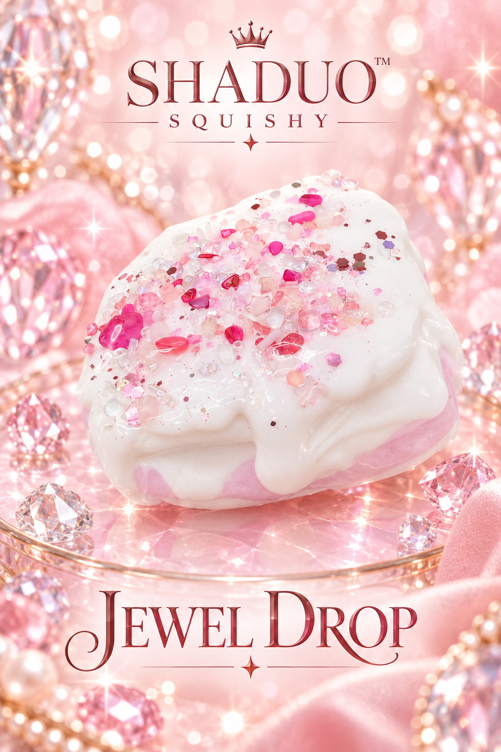 Jewel Drop Series - Pink Sparkle Cake Squishy