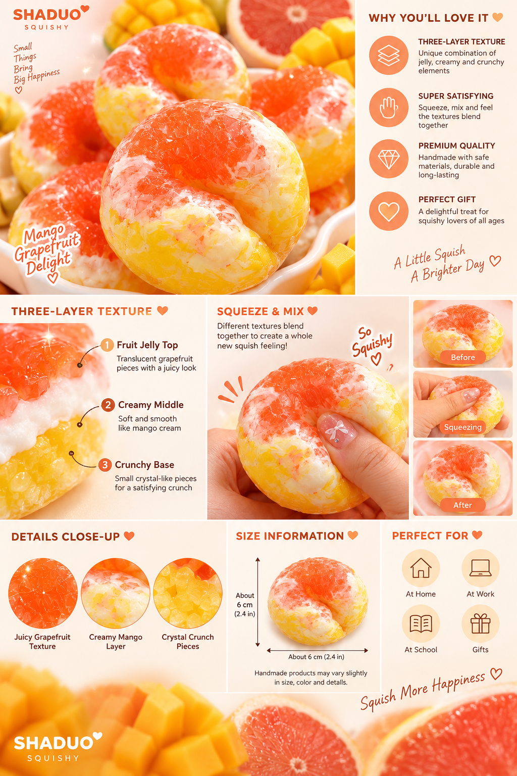 Touch Me Series-Juicy Grapefruit Citrus Tart Squishy ball