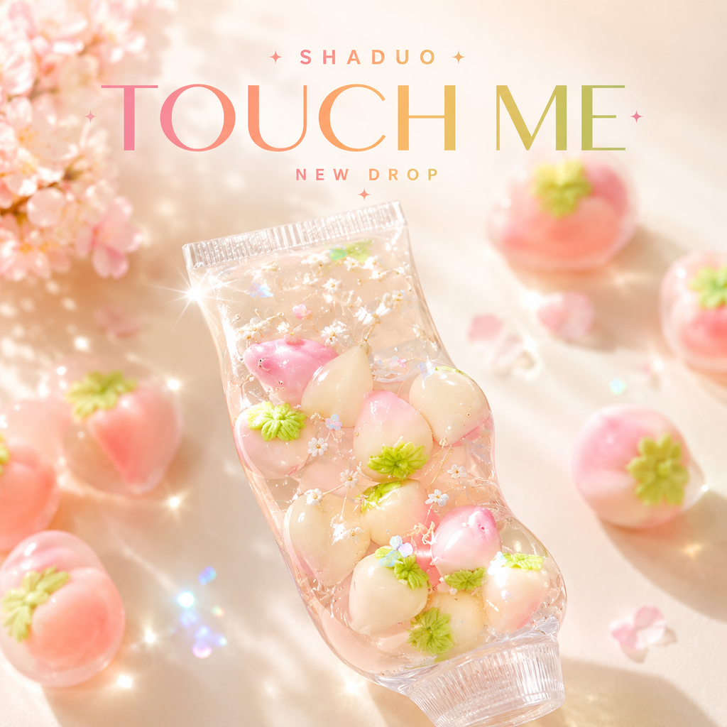 [Touch Me] White Peach & Sakura Tube Gel Squishy (Vaseline texture)
