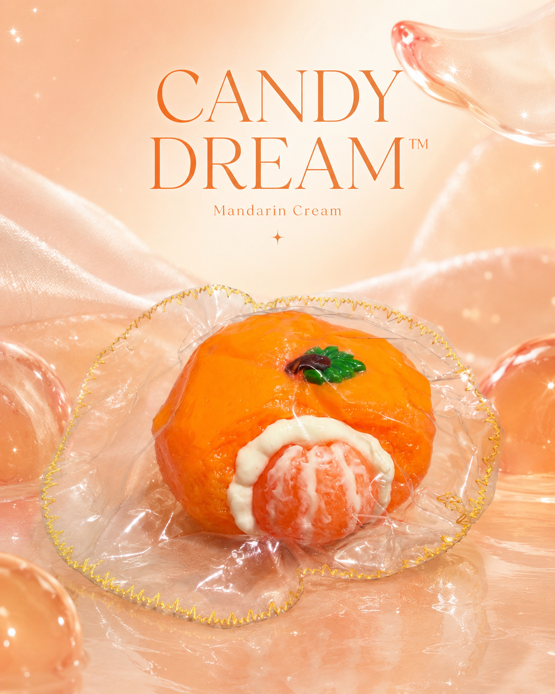 Mandarin Cream Glossy Peel Squishy