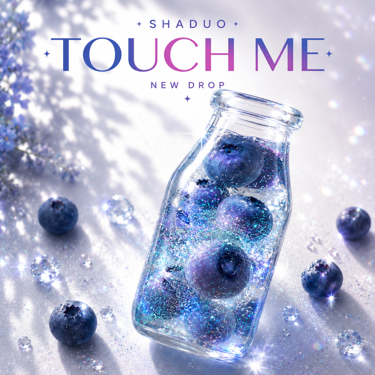 [Touch Me] Sparkling Blueberry Milk Bottle Gel Squishy (Vaseline texture)