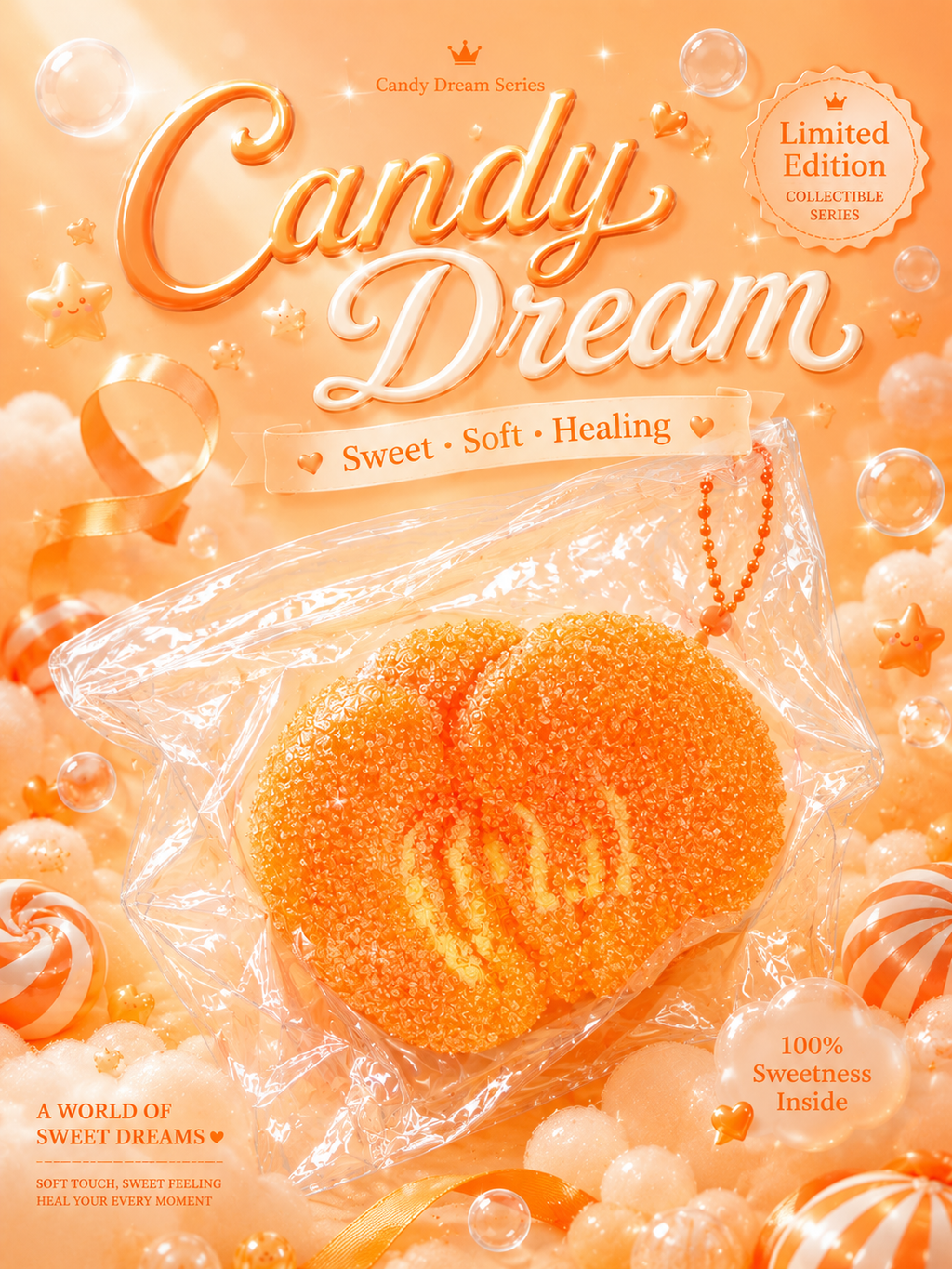 Candy Dream Series - Sugar Coated Orange Peach Slice Squishy Toy