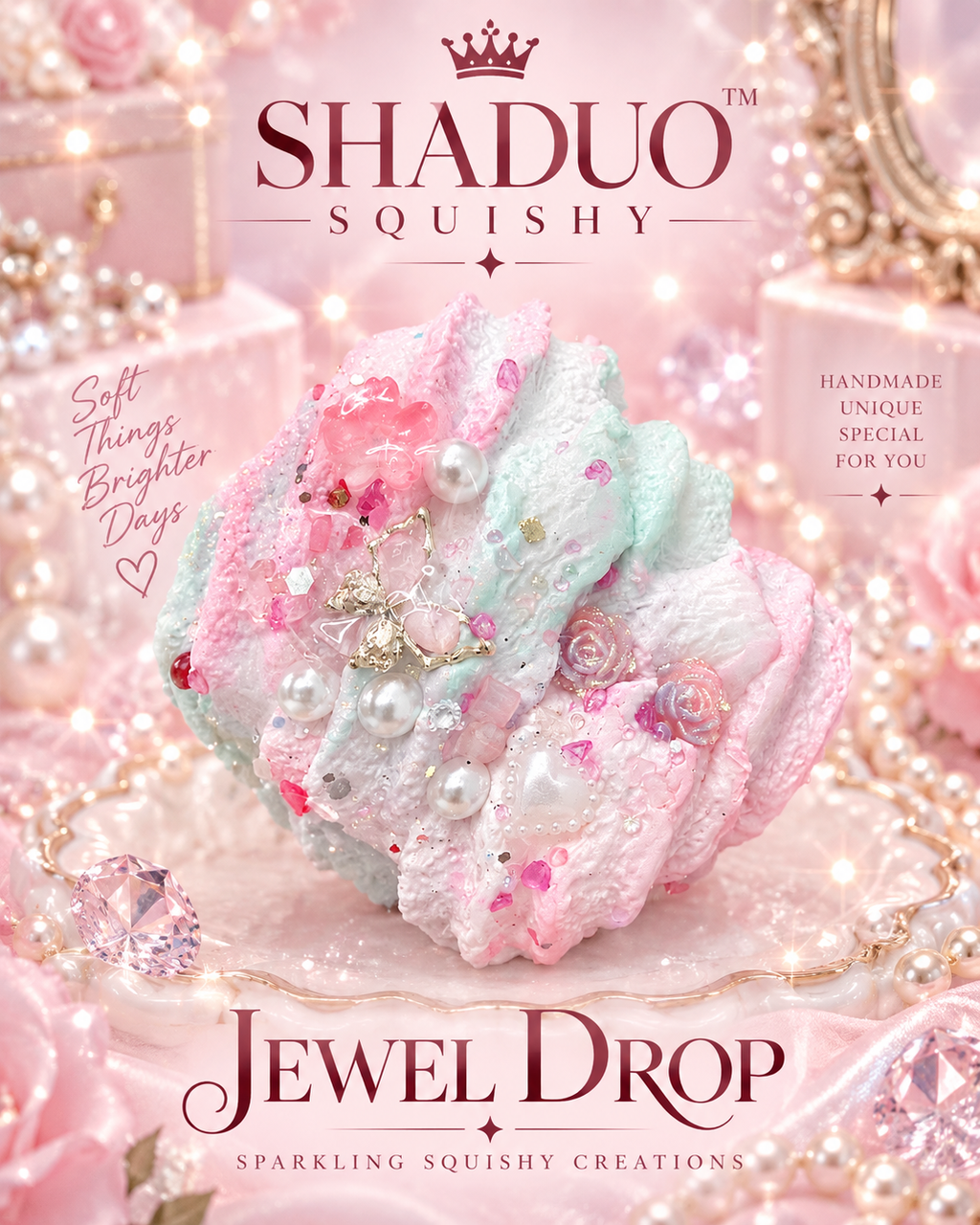 Jewel Drop Series - Pastel Butterfly Cream Cupcake Squishy