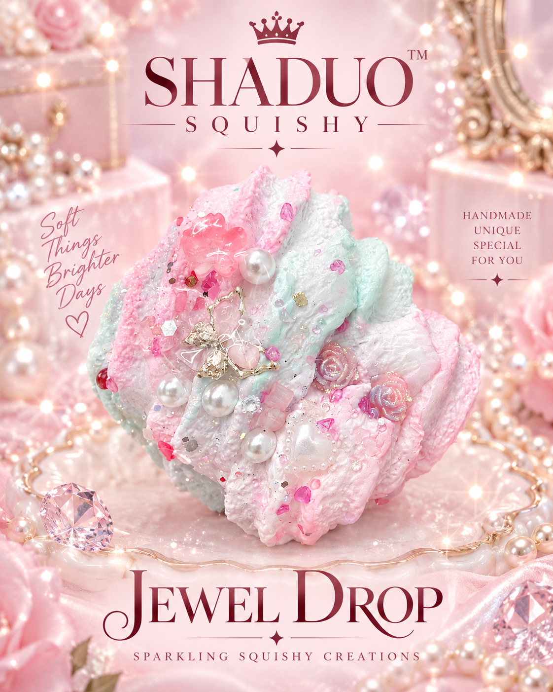 Jewel Drop Series - Pastel Butterfly Cream Cupcake Squishy
