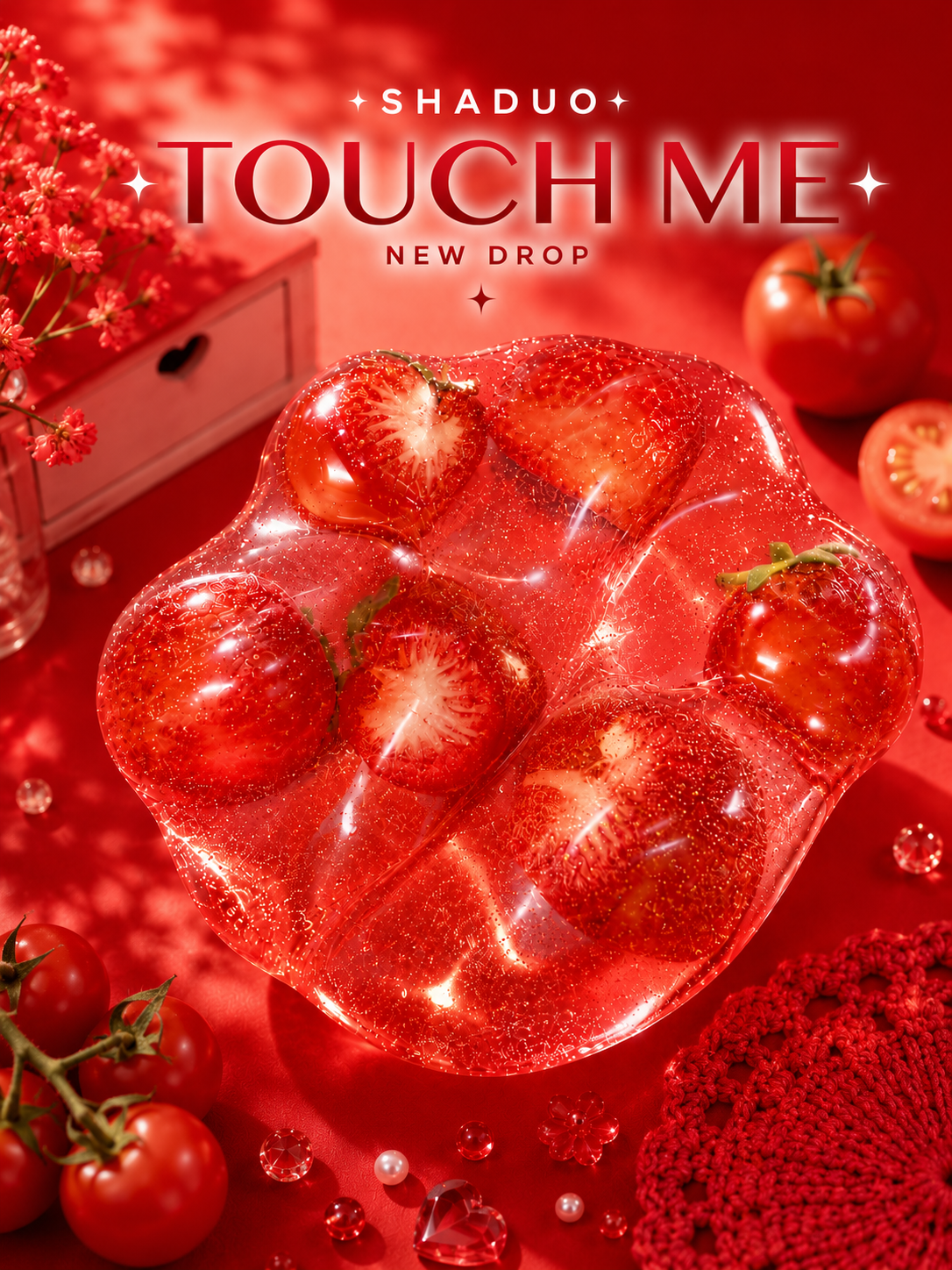 Touch Me Series - Sparkly tomato Jelly Cushion Squishy ball(vaseline texture)