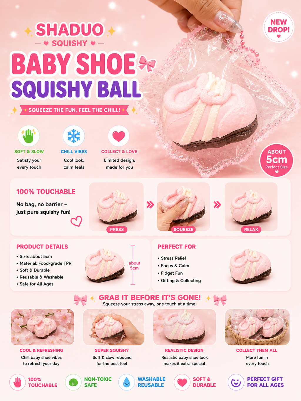 Candy Dream Series - Pastel Pink Sneaker Shoe Squishy Toy