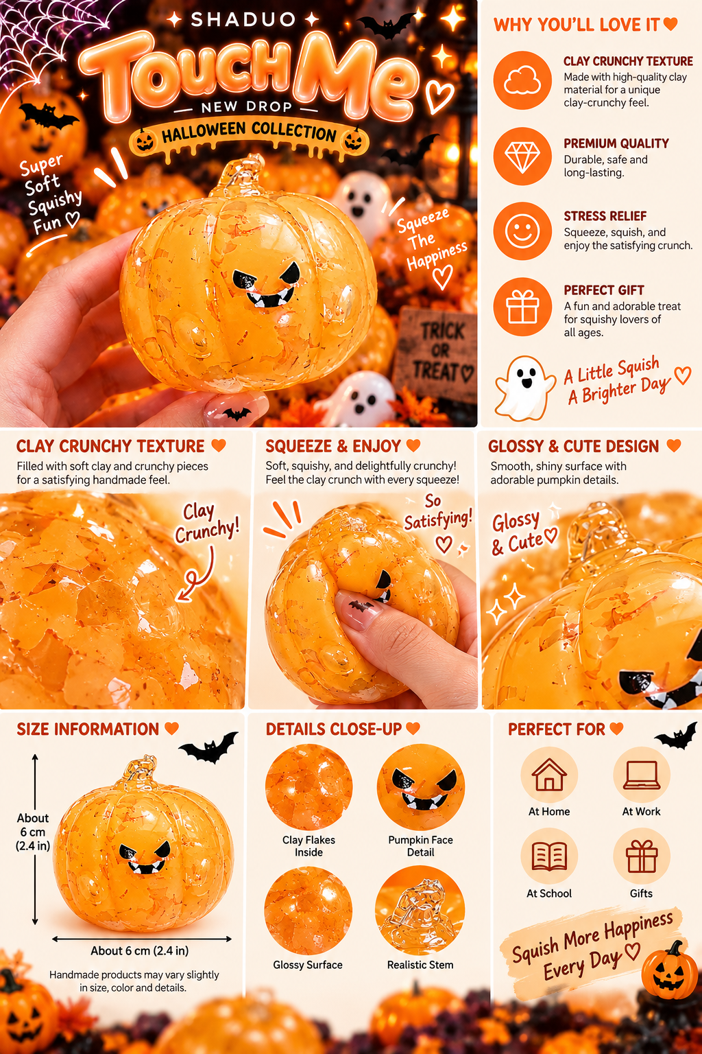 Touch Me Series -Halloween Jack-o'-Lantern Pumpkin Squishy