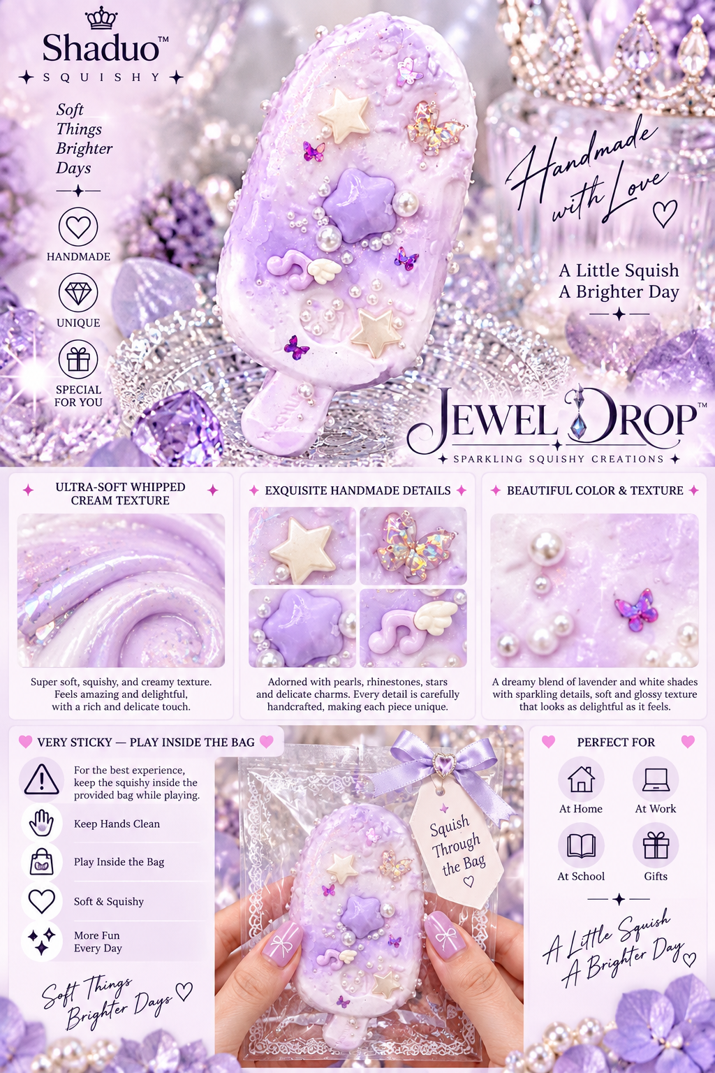 Jewel Drop Series - Pastel Purple Star Popsicle Squishy