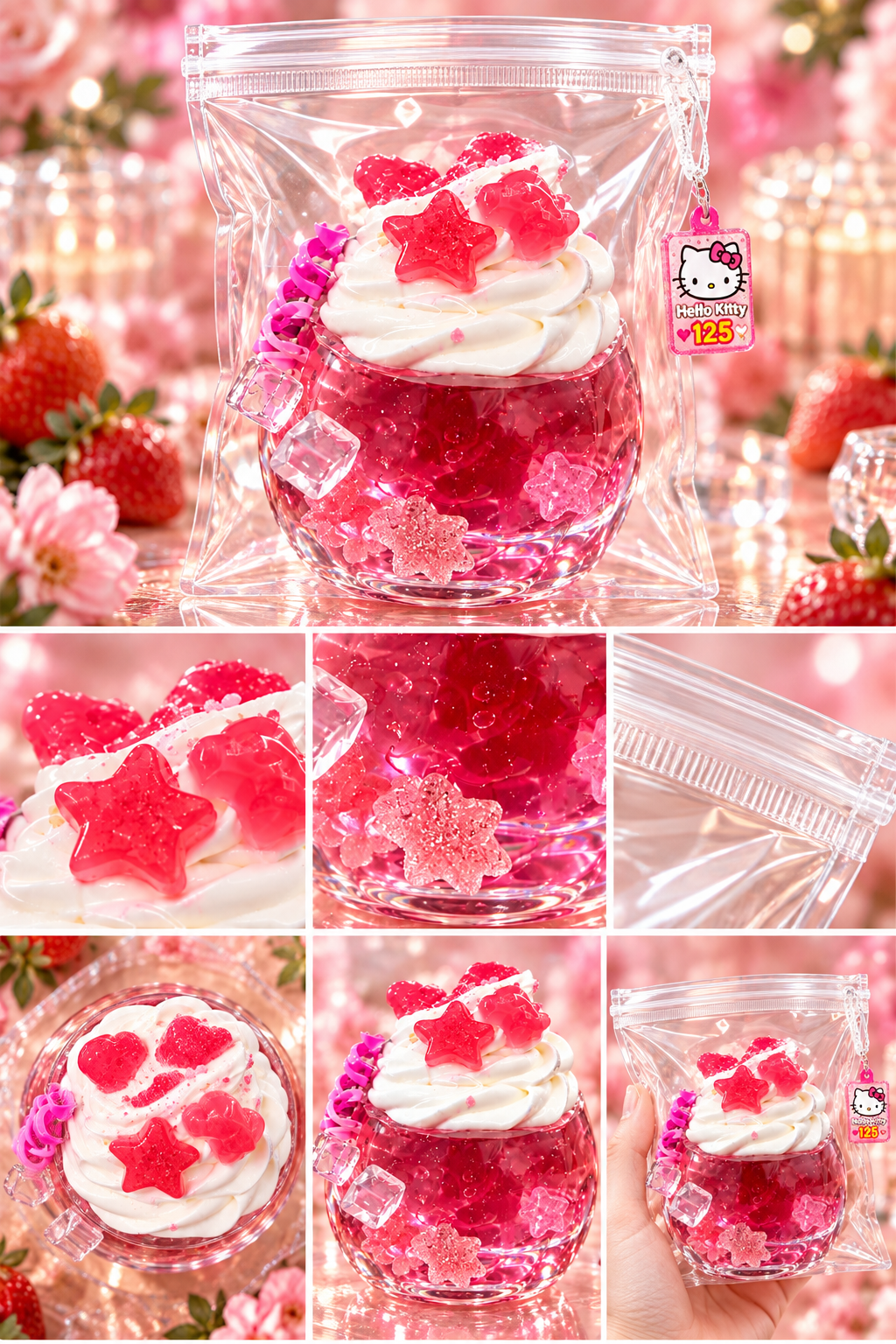 Clear Series - Sparkling Strawberry Dessert Crystal Jelly Squishy