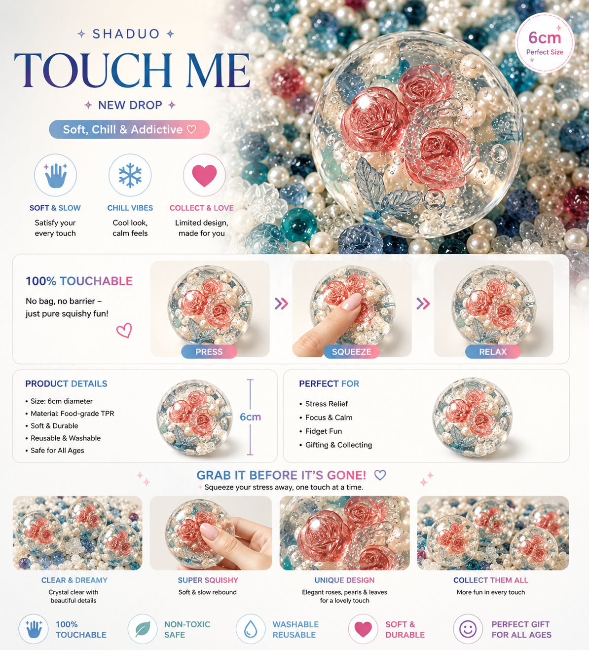 [Touch Me] Vintage Rose Garden Crystal Sphere Squishy ball