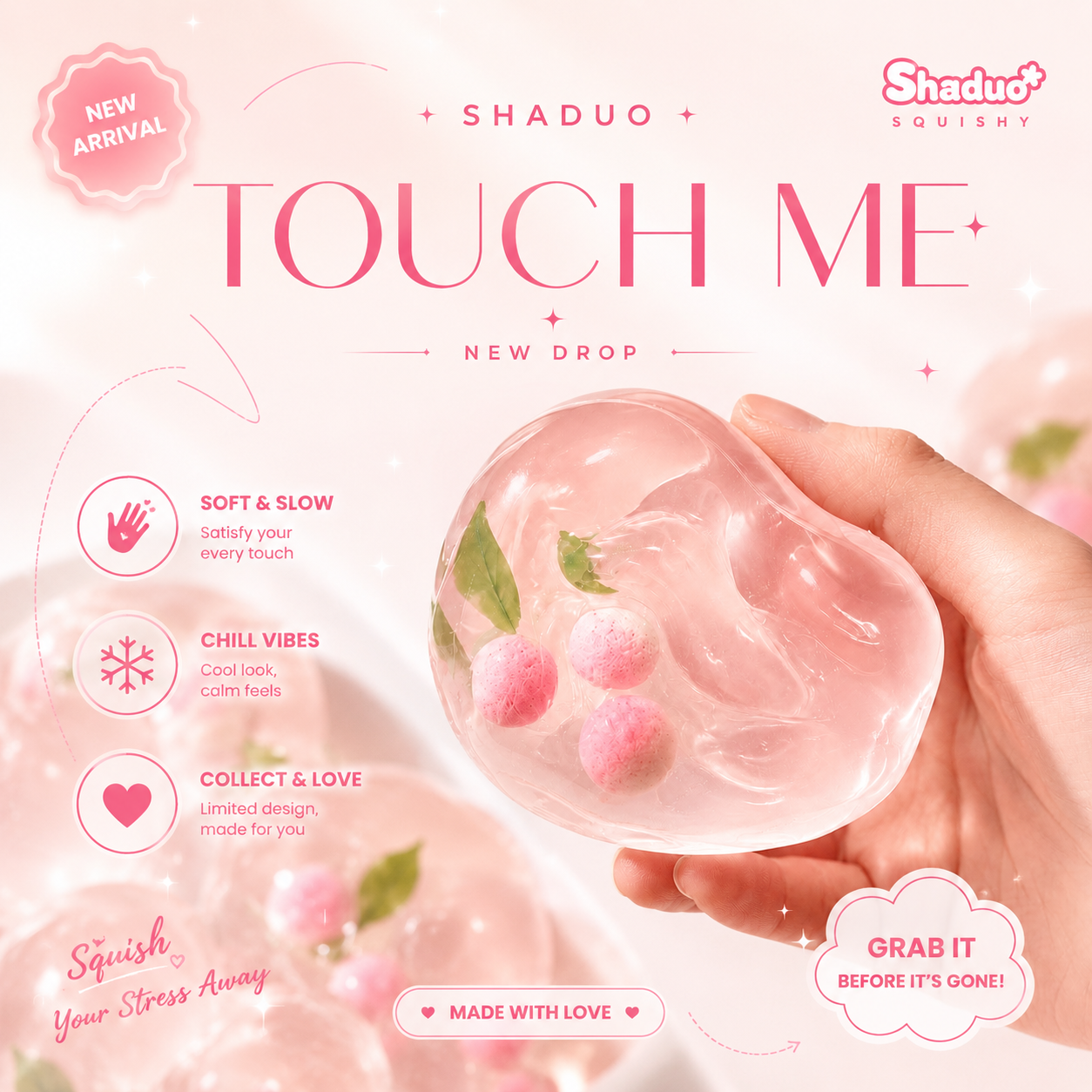 [Touch Me] Pink Peach Blossom Gel Squishy