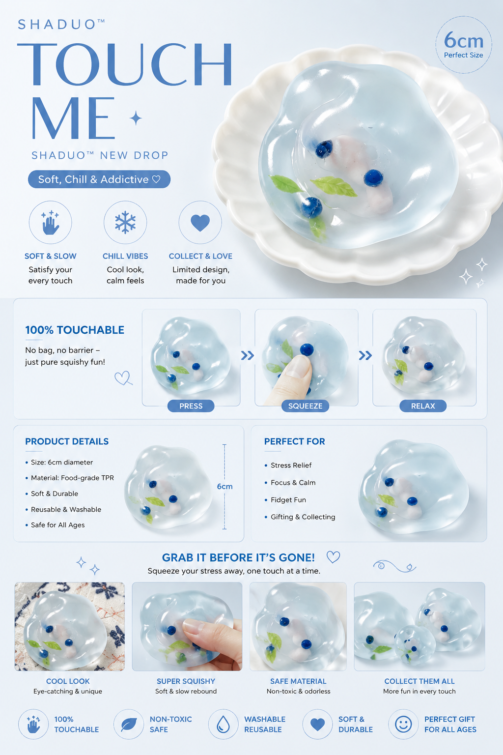 [Touch Me] Blueberry Dew Drop Gel Squishy