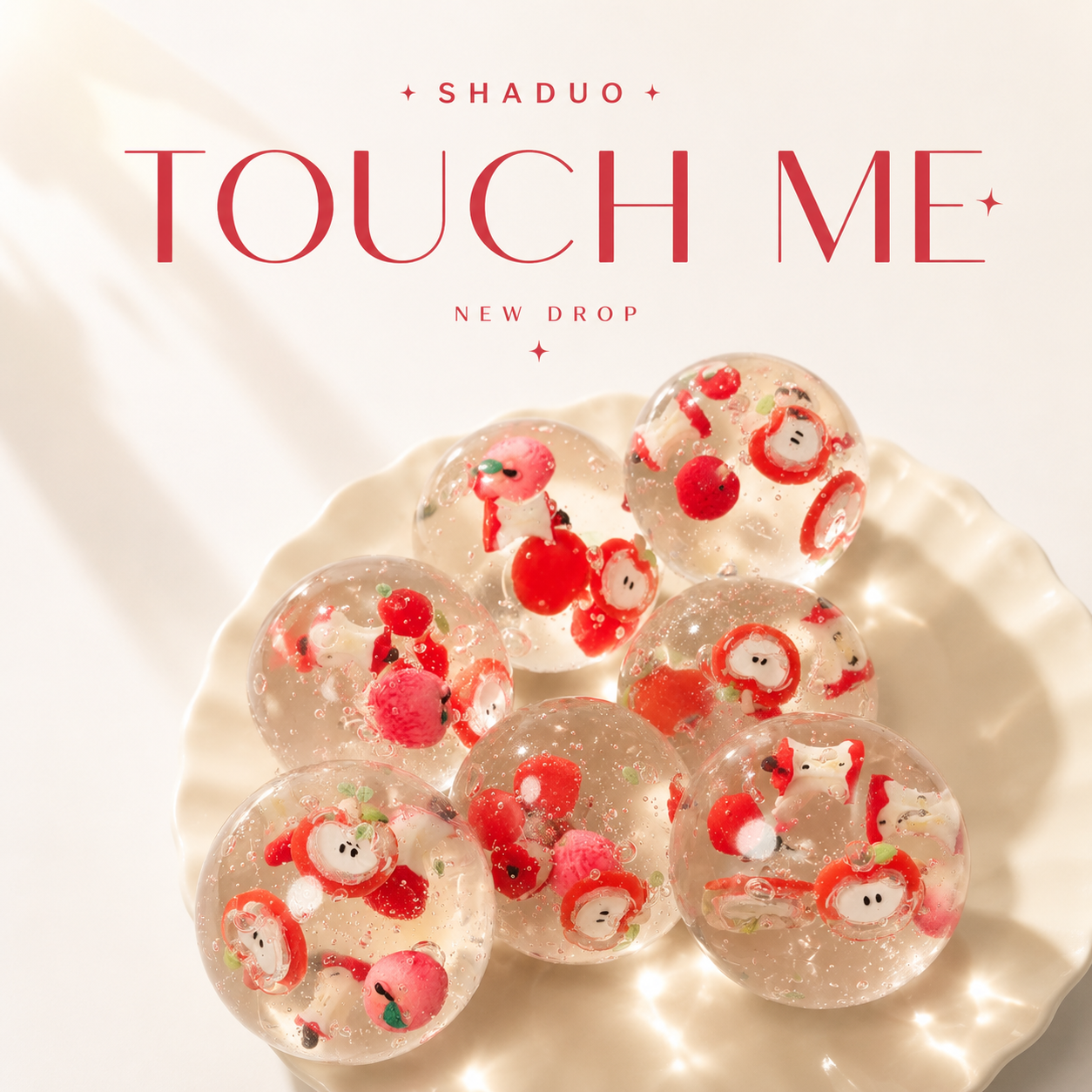 [Touch Me] Red Apple Slice Clear Crystal Ball Squishy