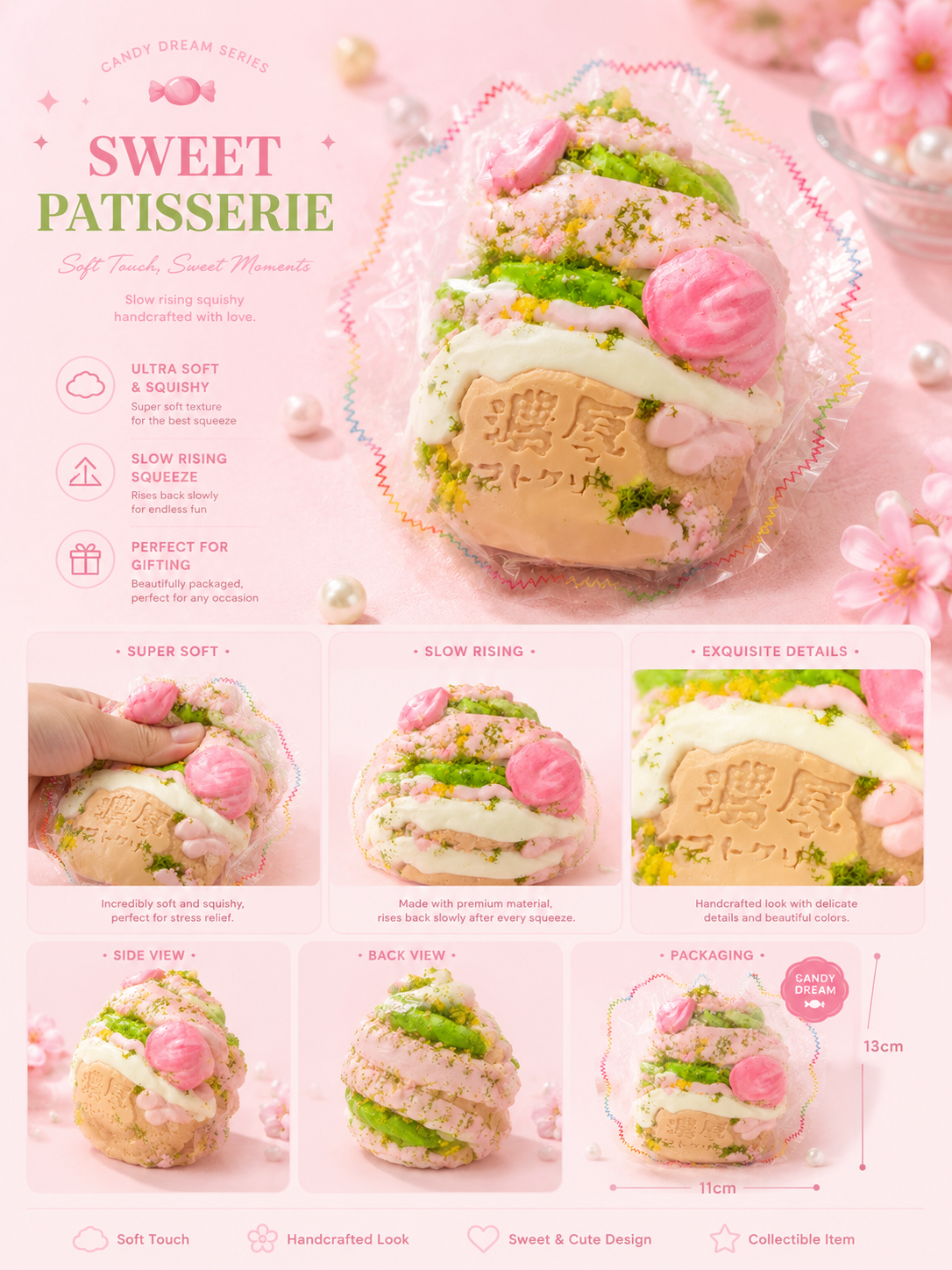 Rainbow Matcha Cake Roll Squishy