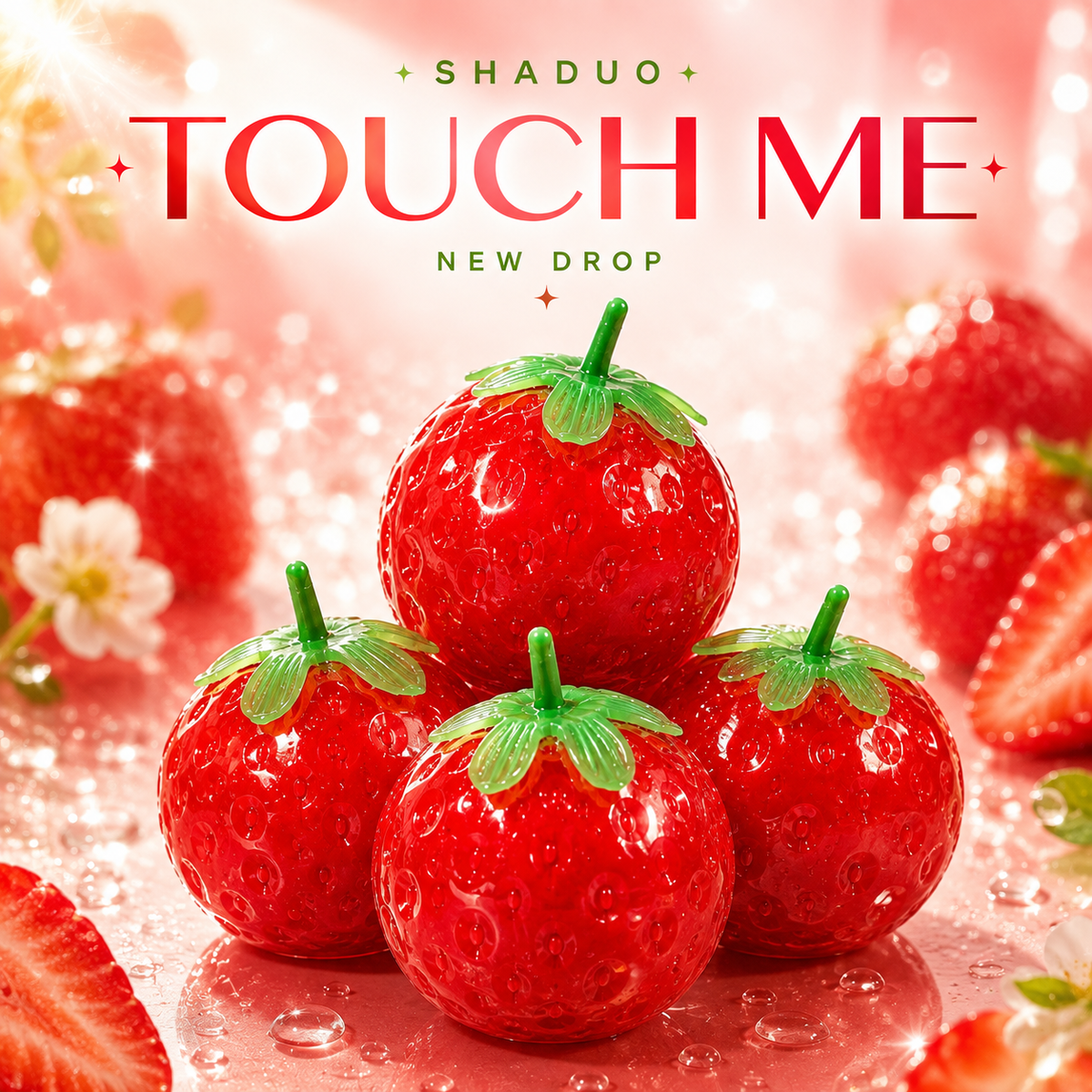 Touch Me Series - Glossy Red Strawberry Squishy(soft crunchy texture)