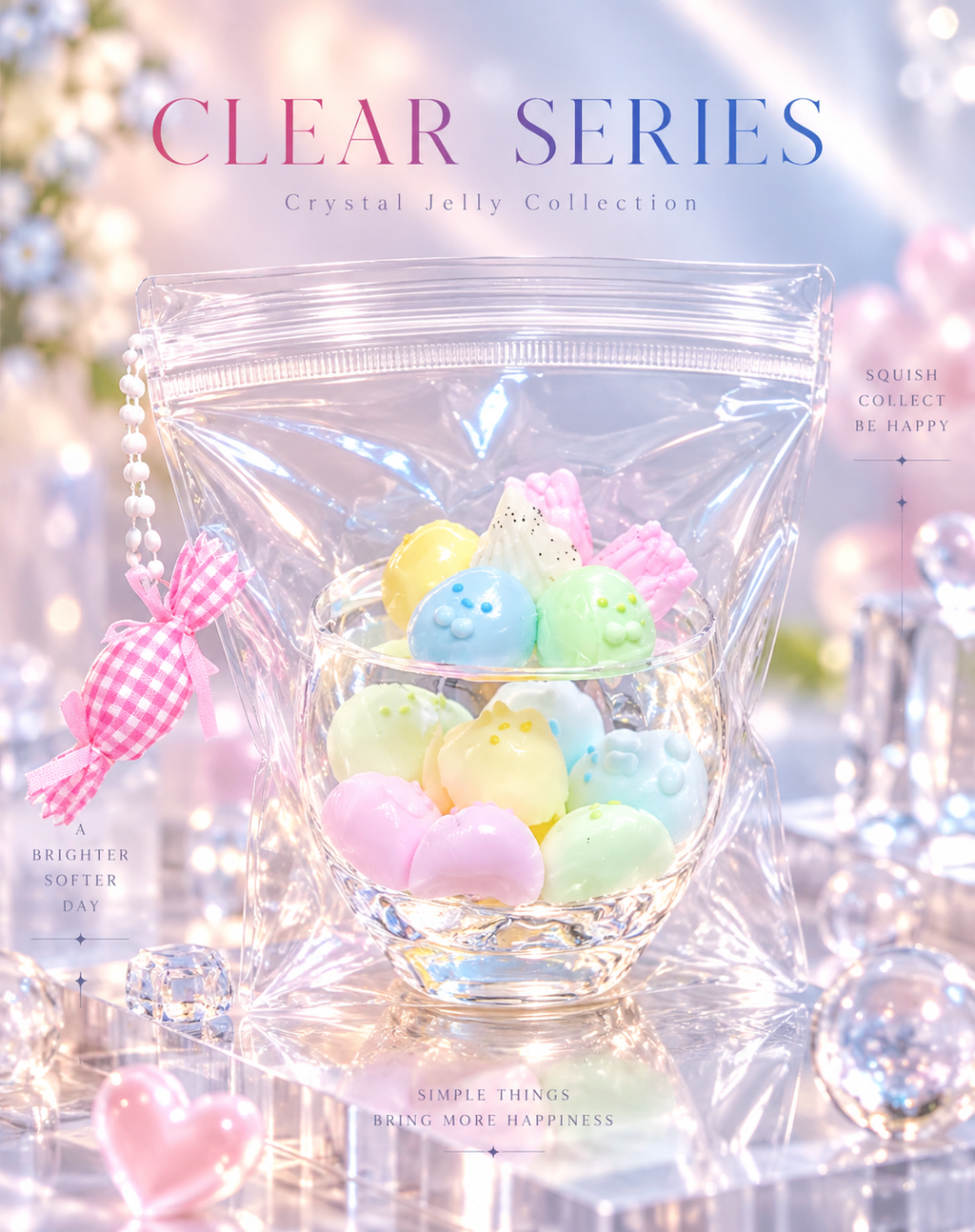 Clear Series - Pastel Candy Meringue Bowl Crystal Jelly Squishy