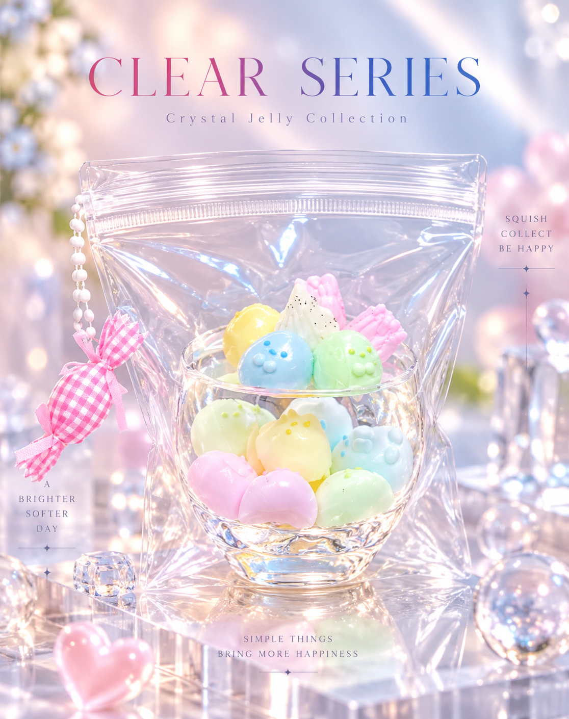 Clear Series - Pastel Candy Meringue Bowl Crystal Jelly Squishy