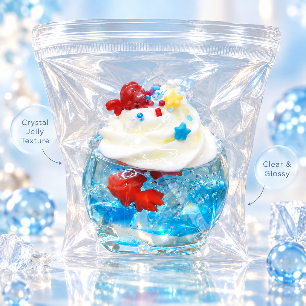 Clear Series - Ocean Blue Goldfish Sundae Crystal Jelly Squishy
