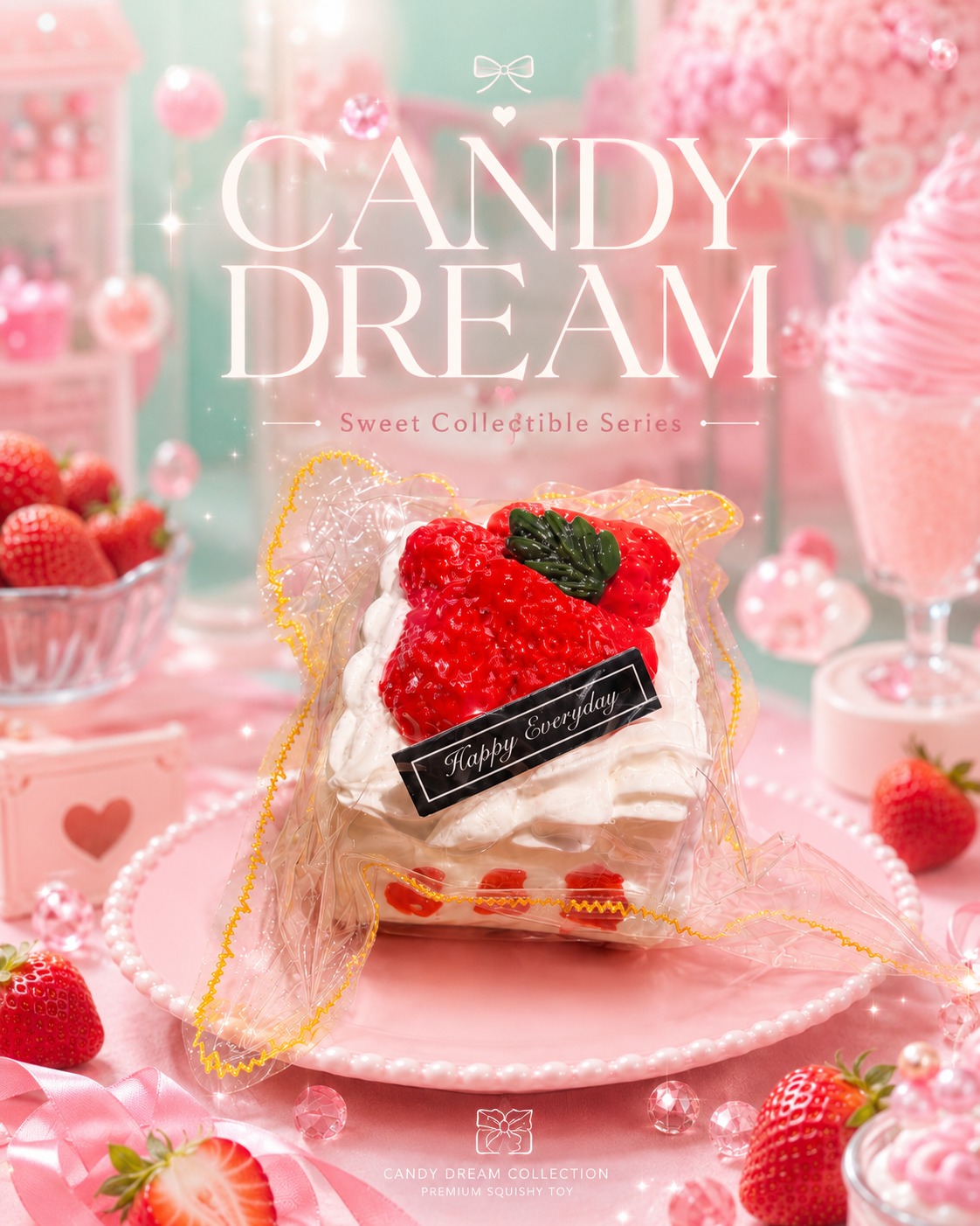 Happy Everyday Strawberry Loaf Cake Squishy