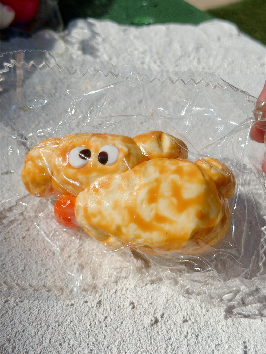 Better Bakery caramel dog squishy, close-up
