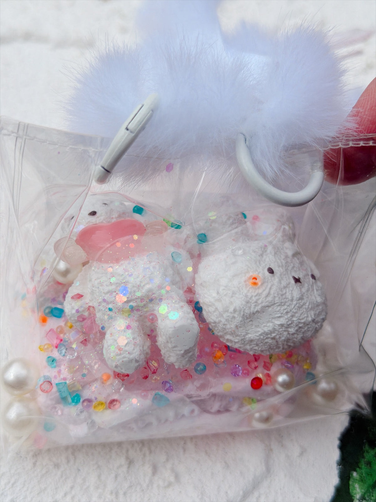 SHADUO SQUISHY Wonder Village Pink Pom-Pom Squishy Tote Bag - Bear style, real product photo