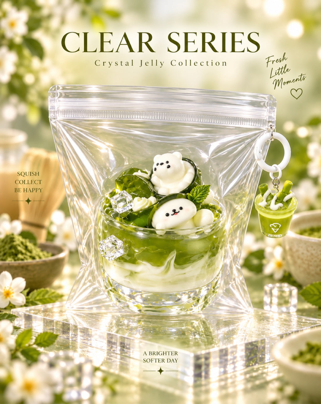 SHADUO Clear Series Matcha Jelly Jar Squishy
