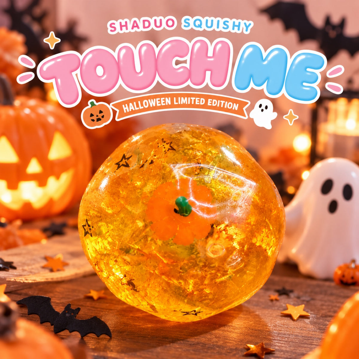 SHADUO Touch Me Series Halloween Pumpkin Malt Sugar Squishy - Limited Edition Sensory Toy
