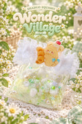 SHADUO SQUISHY Wonder Village Butter Bear Cloud Squishy Bag - gift bag with white cloud squishies, green beads, pearls, lace bow and butter bear charm