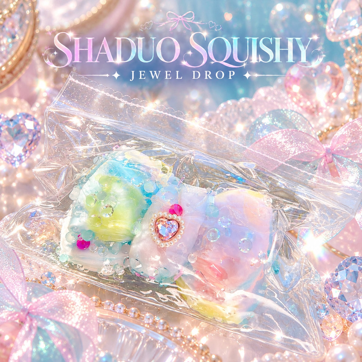 Jewel Drop heart bow squishy, AI cover