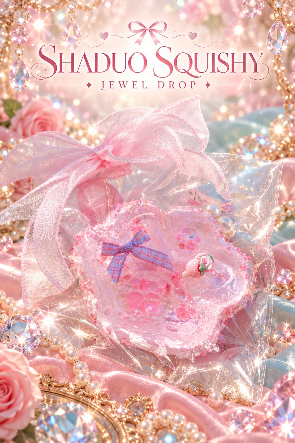 Jewel Drop pink flower squishy, AI cover