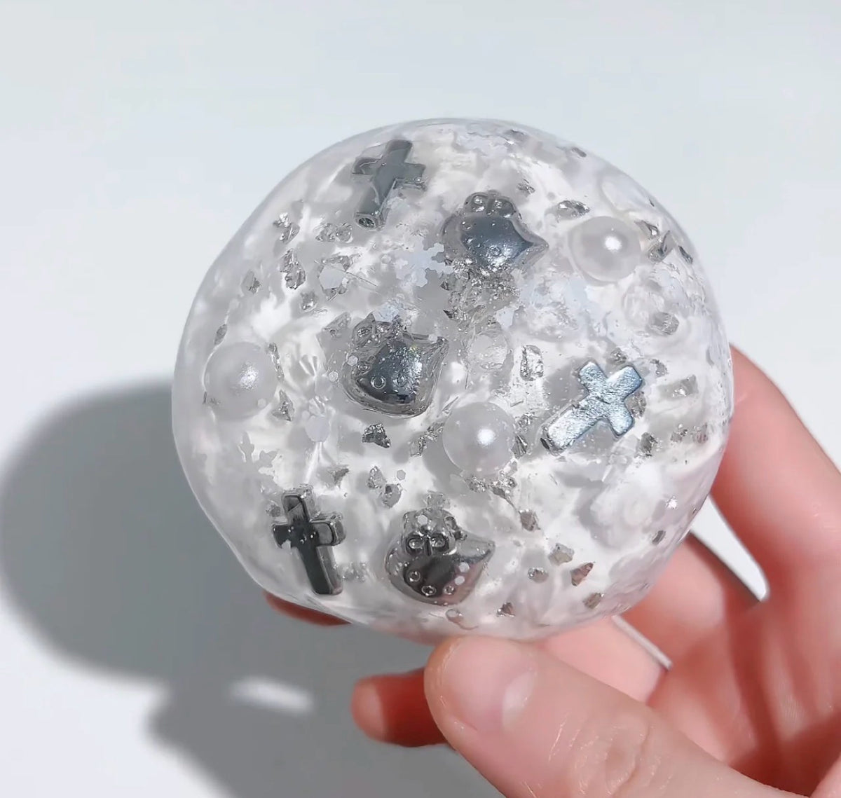 Touch Me Silver Cross & Pearl Ball