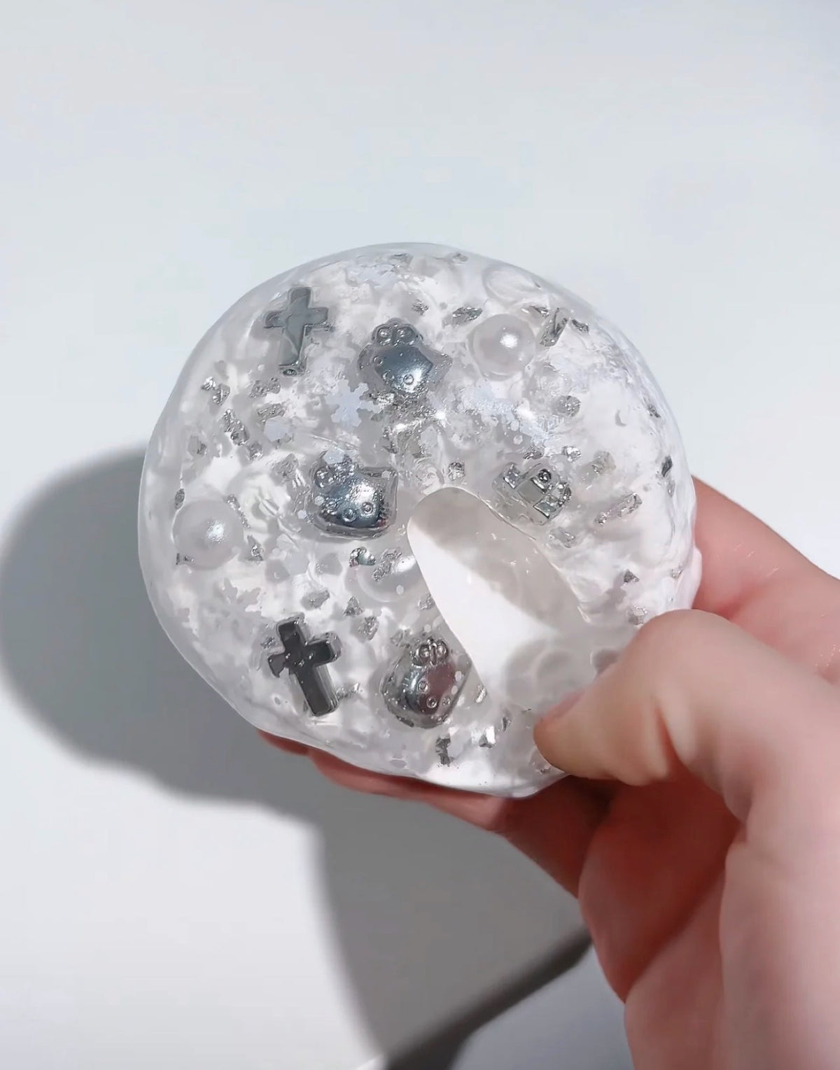Touch Me Silver Cross & Pearl Ball