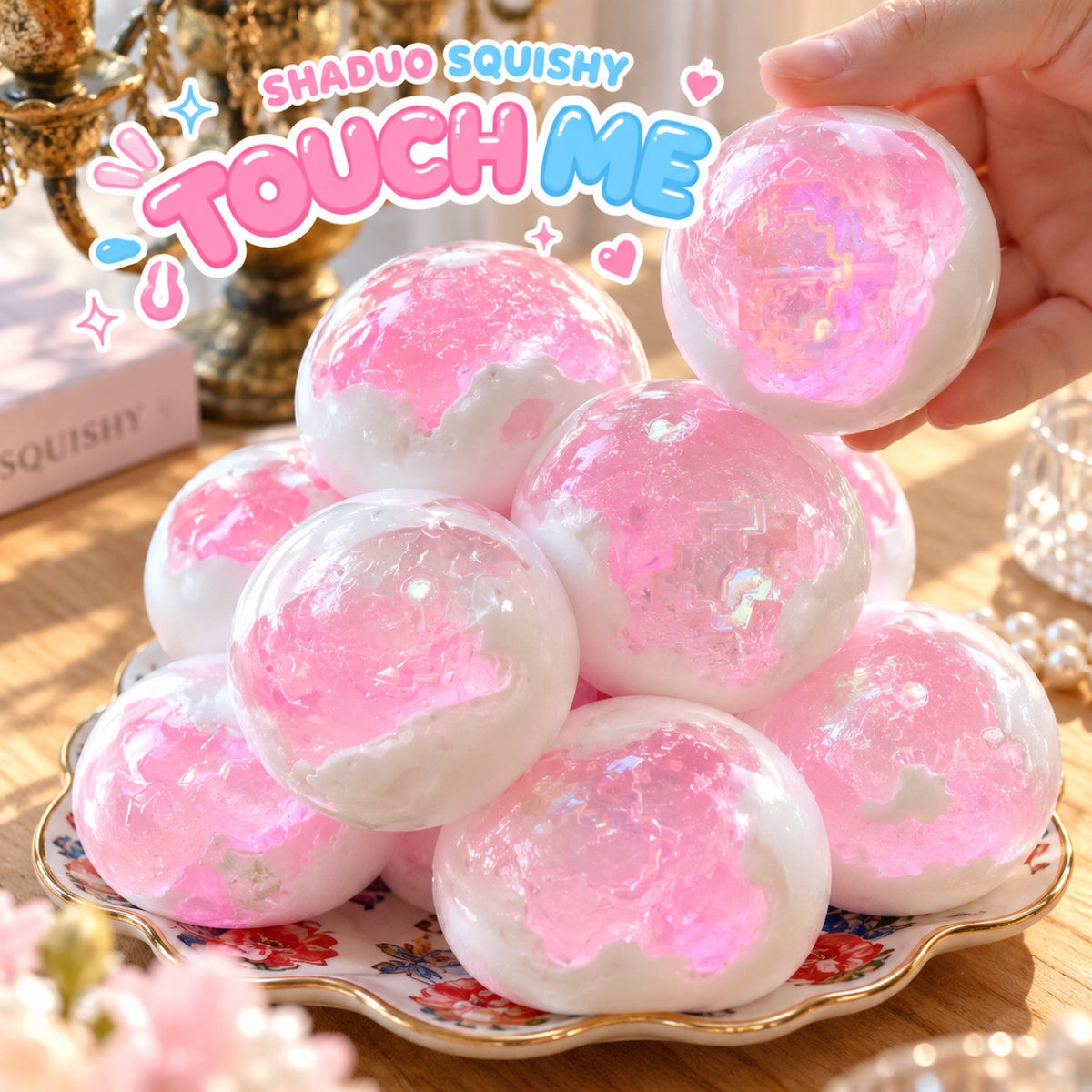 SHADUO Touch Me Series Pink Cloud Malt Sugar Squishy - Sensory Toy