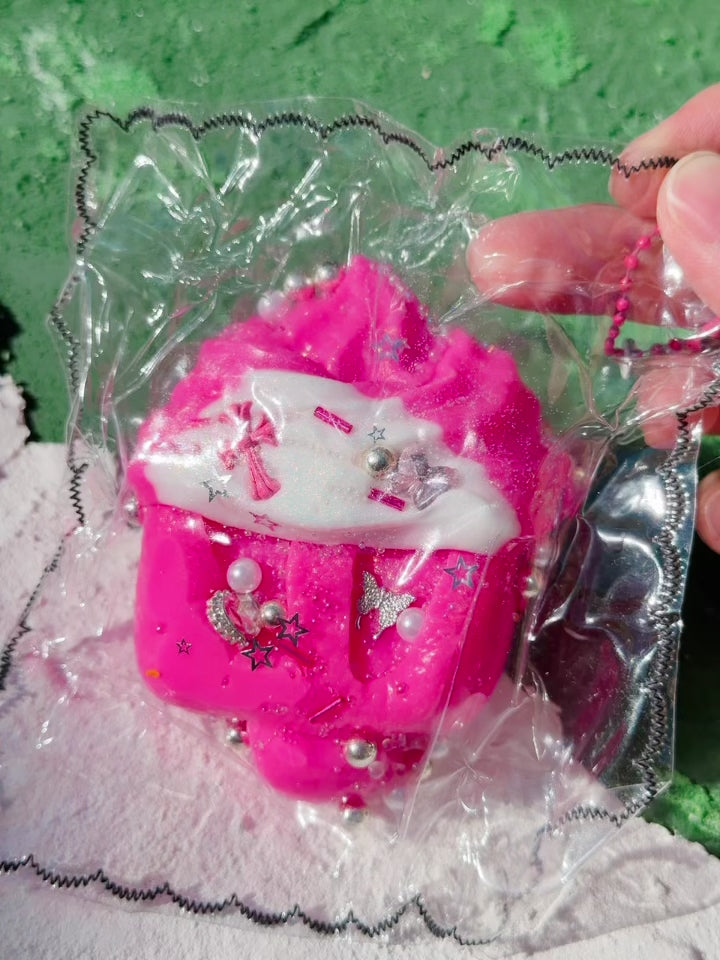 SHADUO SQUISHY Jewel Drop Pink Cupcake Squishy