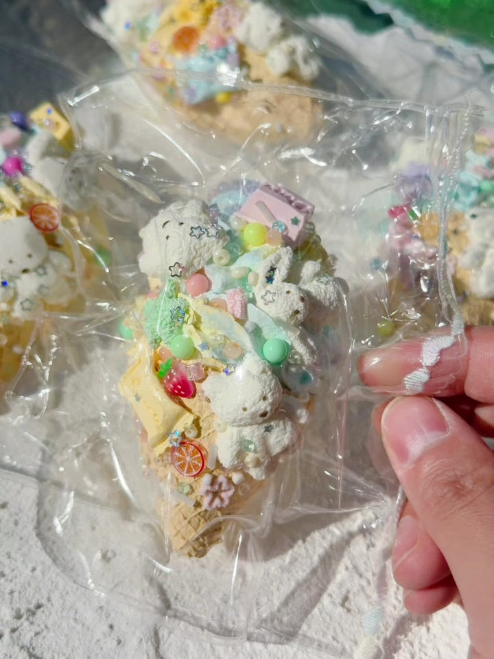Squeezing the Wonder Village ice cream cone squishy