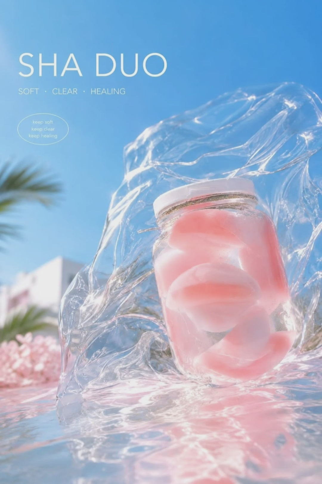 SHADUO Clear Series peach jelly jar squishy