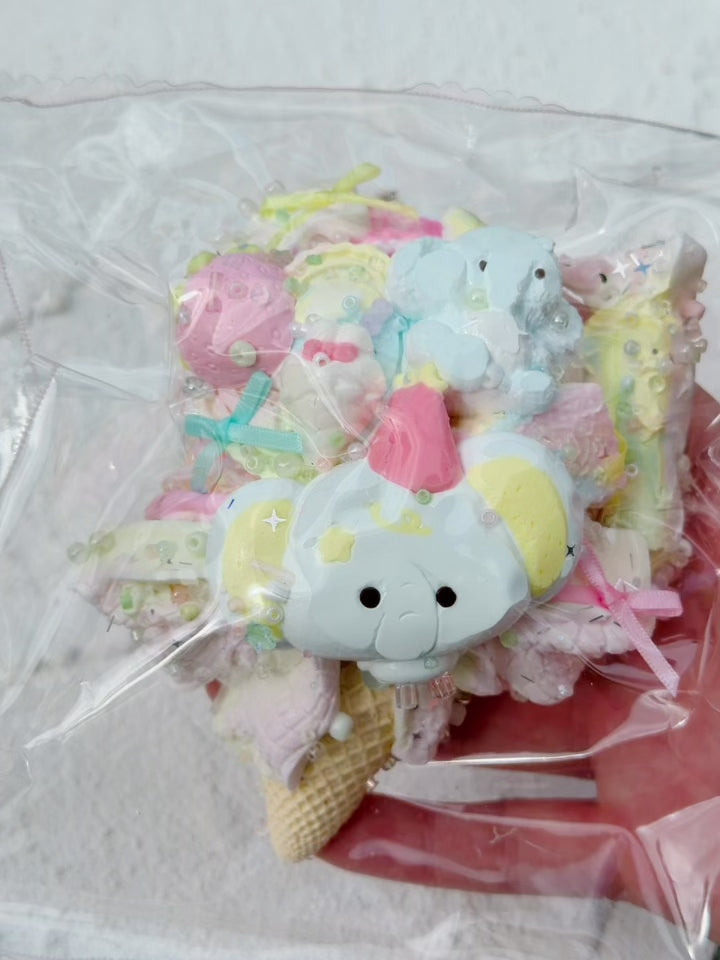 SHADUO SQUISHY Wonder Village Collector's Edition Elephant Ice Cream Cone Squishy squeeze demo - watch it squish and slowly rebound