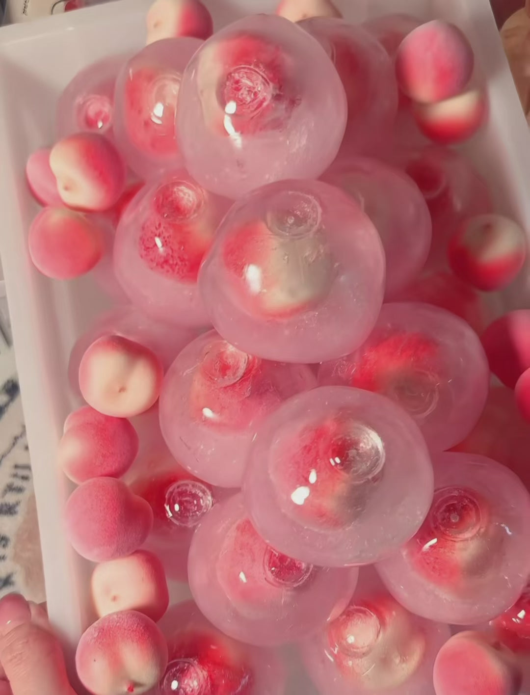 [Touch Me] Soft Pink Peach Crystal Water Drops Squishy ball