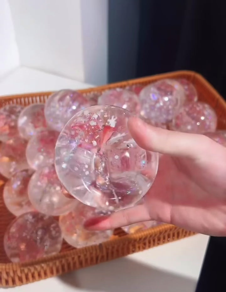 Touch Me Clear Sakura Glitter Ball squeeze demo