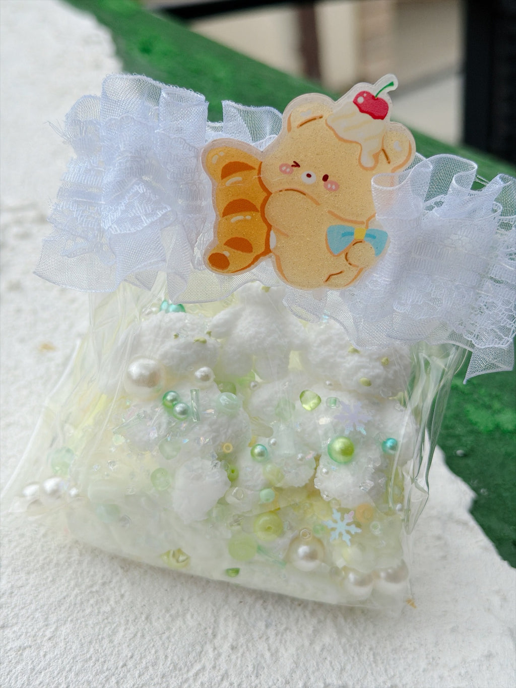 SHADUO SQUISHY Wonder Village Butter Bear Cloud Squishy Bag - real product photo