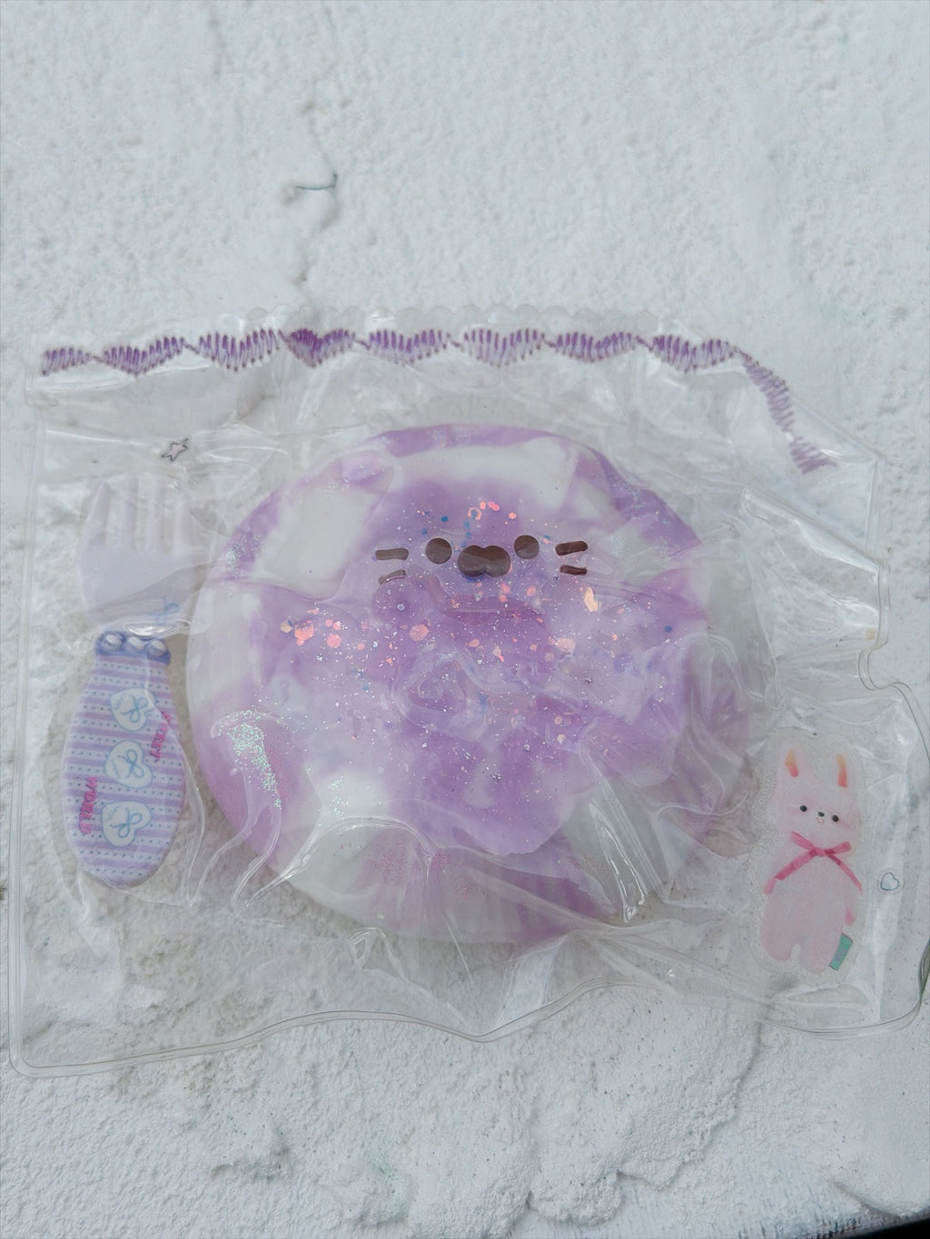 SHADUO SQUISHY Wonder Village Lavender Marble Cat Squishy - real product photo