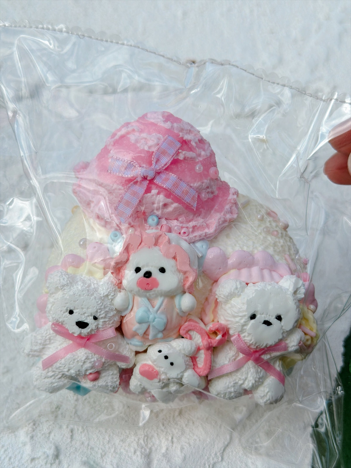 SHADUO SQUISHY Wonder Village Collector's Edition Pink Hat Bear Squishy - real product photo, front