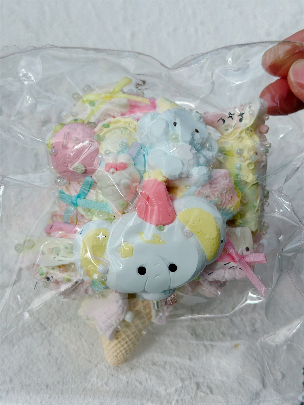 SHADUO SQUISHY Wonder Village Collector's Edition Elephant Ice Cream Cone Squishy - real product photo, front