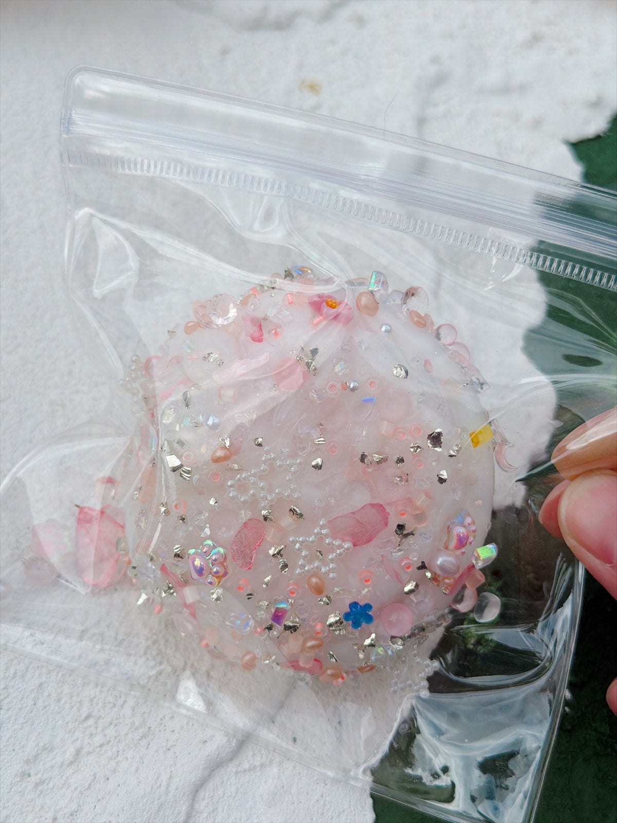 SHADUO SQUISHY Jewel Drop Crystal Pearl Squishy Ball - real product photo
