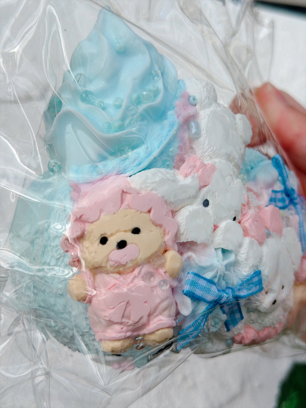 SHADUO SQUISHY Wonder Village Collector's Edition Bear Party Squishy Set - real product photo, lamb bear close-up
