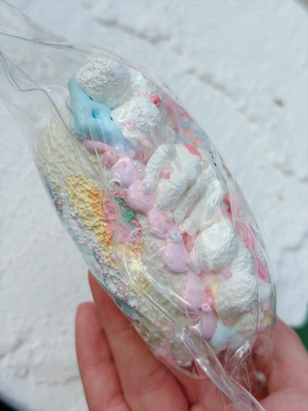 SHADUO SQUISHY Wonder Village Collector's Edition Pink Hat Bear Squishy - real product photo, side view