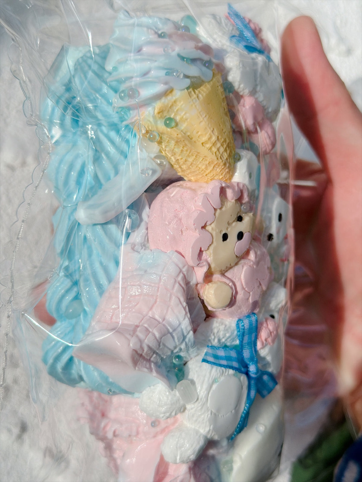 SHADUO SQUISHY Wonder Village Collector's Edition Ice Cream Party Squishy Set - real product photo, cone close-up