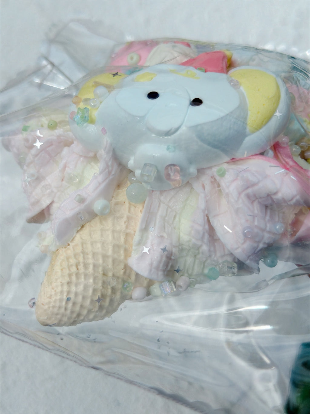 SHADUO SQUISHY Wonder Village Collector's Edition Elephant Ice Cream Cone Squishy - real product photo, cone side view