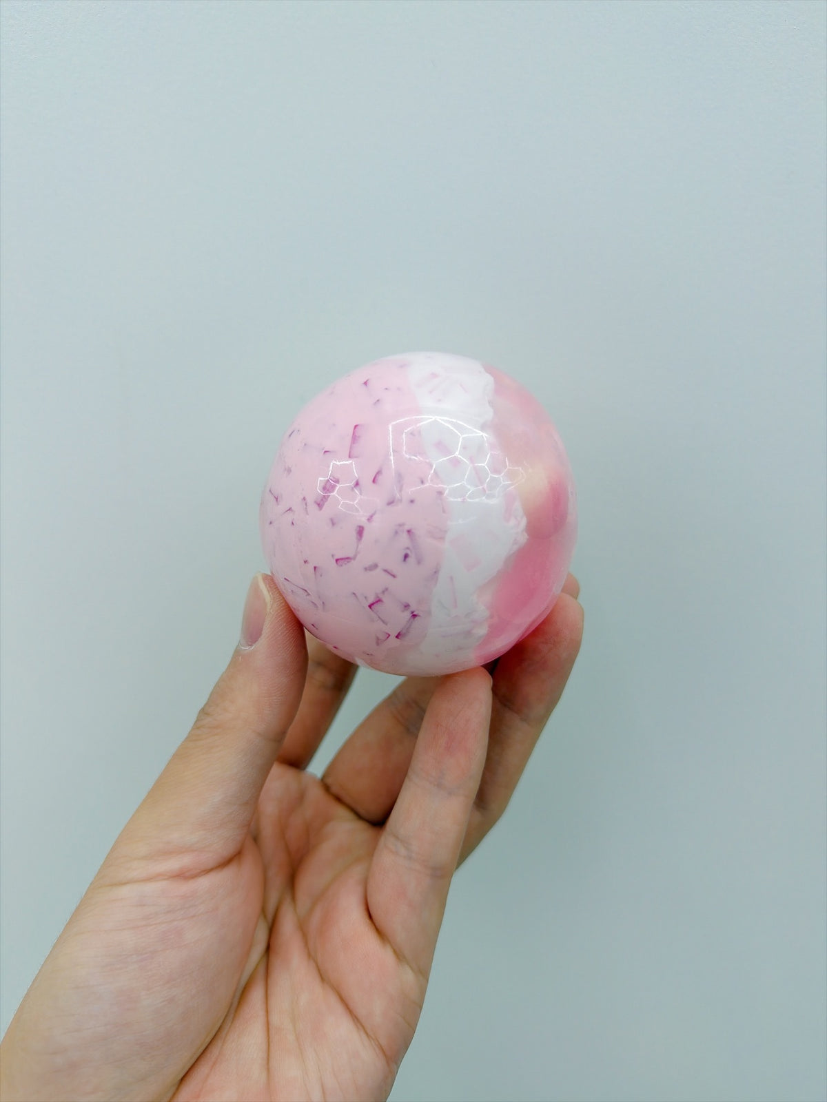 Real Touch Me Vaseline & soft crunchy ball squishy, marbled side in hand